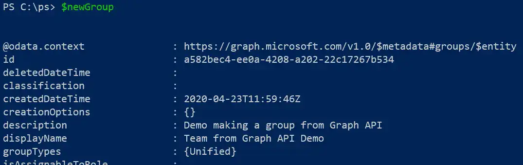 graph api powershell teams