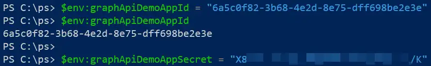 Storing app secret in a variable in PowerShell