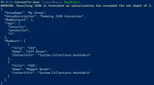 Going Deep Converting PowerShell Objects to JSON | Jeff Brown Tech