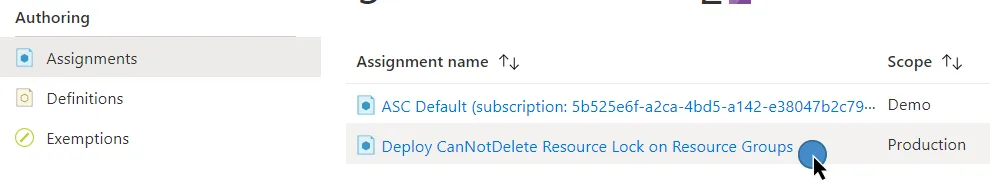 azure policy assignments