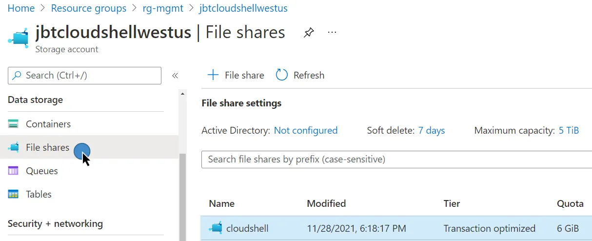 azure cloud shell file share