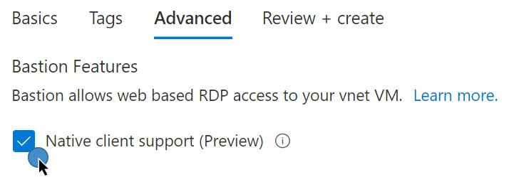 azure bastion native client support
