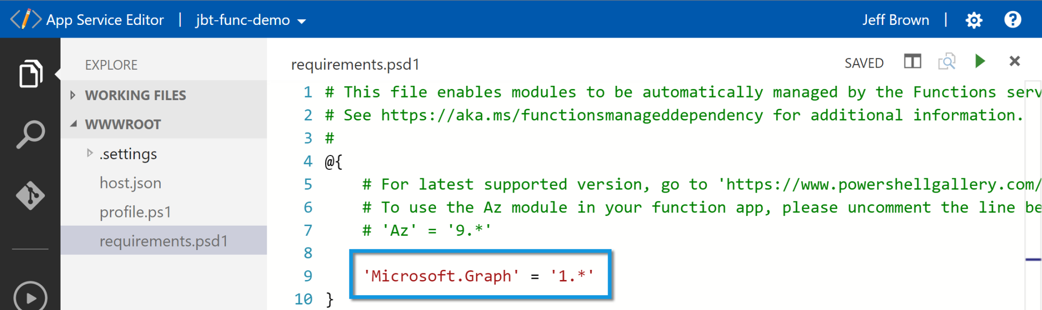 Azure Functions: Add a PowerShell Module | Jeff Brown Tech
